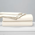 Cuddledown Dreamstead 100% Cotton Bed Sheets Set | 300 Thread Count | Luxurious Sateen Weave | Pure Combed Cotton | Soft | Wrinkle Resistant | 4 Piece Set | Ivory | King | 78” x 80”