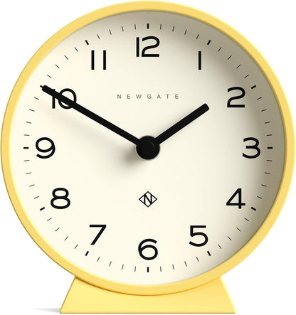 NEWGATE® M Mantel Echo Desk Clock | Modern Round Design | Yellow | Easy to Read Numbers | Contemporary Style for Desk, Table, Shelf or Bedside