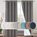 PrinceDeco 100% Blackout Linen Curtains 84 inch Long Thermal Insulated Curtains for Winter Grommet Noise Reducing Window Treatment Drapes for Hall Room,52" Wide Per Panel, Set of 2,Grey