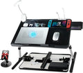 Laptop Lap Desk Include Cooling Fan,Adjustable Lap Desk with Light Fan,Folding Laptop Desk for Bed with USB,Bed Desk with Storage Drawer 56 * 32cm,Black