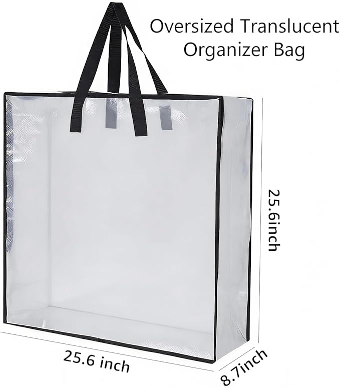 Heavy-Duty Clear Wreath Storage Bag & Sturdy Moving Box Alternative – 26 Inch Large Capacity Container with Zipper for Christmas Decorations, Seasonal Wreaths, Clothes, Bedding,Gift (4-Pack)