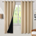 BGment Thermal Insulated 100% Blackout Curtains for Bedroom with Black Liner, Double Layer Full Room Darkening Noise Reducing Grommet Curtain (52 x 72 Inch, Beige, 2 Panels)