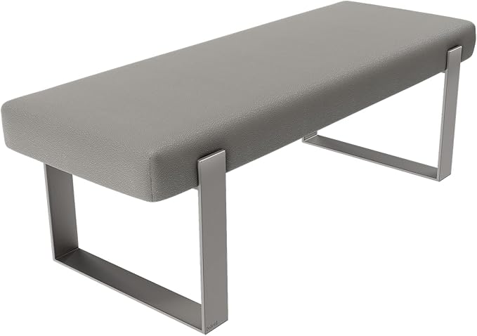VANT Upholstered Bed Bench - Zigrino Mineral - Brushed Nickel - Contemporary Modern, Bedroom Bench Seat, Hallway, or Entryway