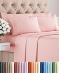 Full 6 Piece Sheet Set - Cooling, Comfy & Breathable - Hotel Luxury Bedding, Includes Fitted Sheet for Women, Men, Kids & Teens - 1 Flat, 1 Fitted Sheet, 4 Pillowcases with Deep Pockets - Baby Pink