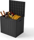 35 Gallon Outdoor Storage Box Waterproof, Resin Deck Boxes with Lockable Lid & UV-Resistant for Patio, Pool, Garden Furniture Cushions & Accessories, Black