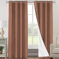 PrinceDeco Blackout Curtains for Bedroom 100% Absolutely Blackout Linen Look Curtain Draperies Anti-Rust Grommet, Thermal Insulated with White Liner, 2 Panels Set,52" W x 84" L,Washed Spice