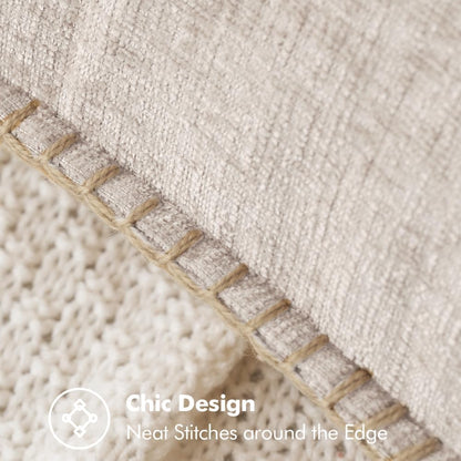 MIULEE Pack of 2 Couch Throw Pillow Covers 18x18 Inch Light Brown Farmhouse Decorative Pillow Covers with Stitched Edge Soft Chenille Solid Dyed Pillow Covers for Sofa Bed Living Room