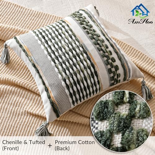 AmHoo Chenille Striped Textured Boho Throw Pillow Covers Aesthetic - Image 2