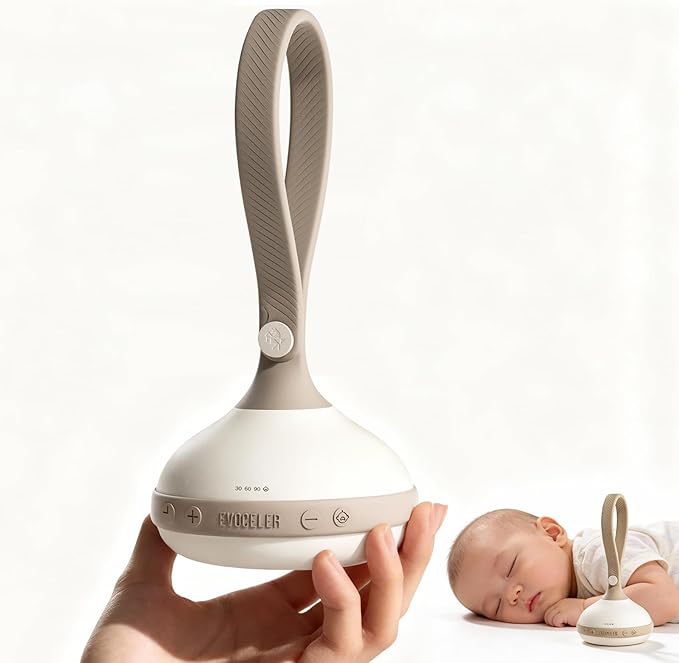 EVOCELER | Portable White Noise Sound Machine for Babies and Kids | Auto Cry Detection | 9 Soothing Sounds | Sleep Soother | Voice Recording | 15H Battery | Travel | Baby Registry Gift | Stroller Clip