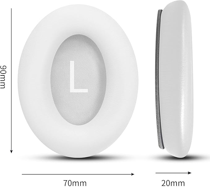 Headphones Replacement Ear Pads, Protein Leather earpad Cushions for Bose QuietComfort 45（QC45） Headphones, Softer Memory Foam - White