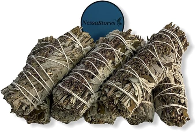 NESSASTORES - White Sage + Yerba Santa + Lavender Smudge Incense 4" Bundle #JC-198 (92 pcs)