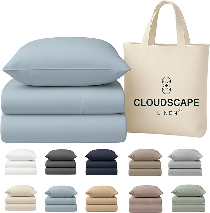 Egyptian Cotton Twin XL Size Sheets Set, 4 French Blue