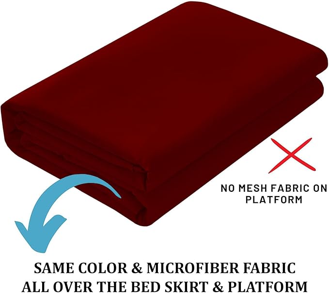 Ruffled Bed Skirt with Split Corners, Burgundy, Full 12 Inch Drop Bedskirt, Hotel Quality Brushed Microfiber Wrinkle Free Dust Ruffle Bed Skirt Full Size