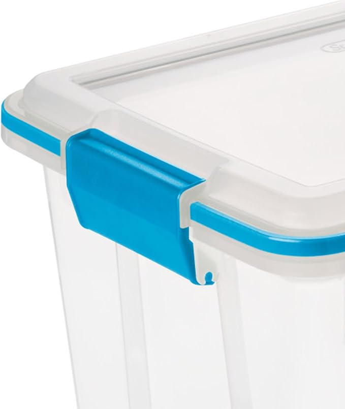 Sterilite 6-Pack Gasket Box, Weather-Resistant Storage Bins with Latching Lids, 20 Quart - Heavy-Duty Organizing Containers for Closet, Bathroom, and Office