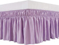 MEILA Wrap Around Bed Skirt Three Fabric Sides Elastic Dust Ruffled 18 Inch Tailored Drop,Easy to Install Fade Resistant-Light Purple, Queen/King