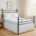 Ruffled Bed Skirt Split Corners with Platform, Tailored Fit Hotel Quality Wrinkle Free Ultra-Soft Microfiber Gathered Dust Ruffle, Upto 12 Inch Drop, Twin Size White