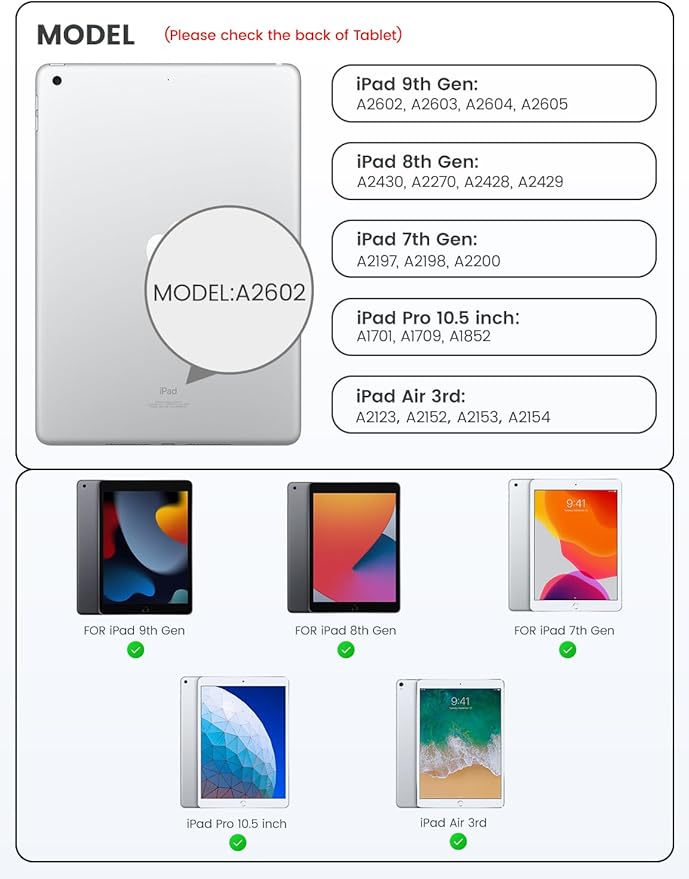 OYEEICE for iPad 9th Generation Case with Keyboard 10.2'' - 7 Color Backlit Wireless Keyboard Cover with Pencil Holder for iPad 9th/8th/7th Gen 10.2 inch, iPad Air 3rd Gen & iPad Pro 10.5" - Purple