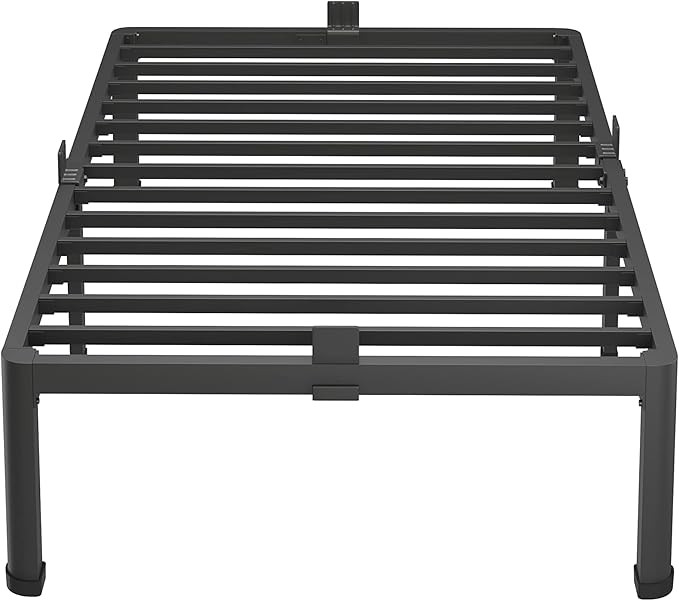 MAF 16 Inch Twin XL Bed Frames with Round Corner Legs Mattress Slide Stopper No Box Spring Needed Heavy Duty Metal Platform Bed Frame Under-Bed Storage Space, 3000 LBS Steel Slats Support