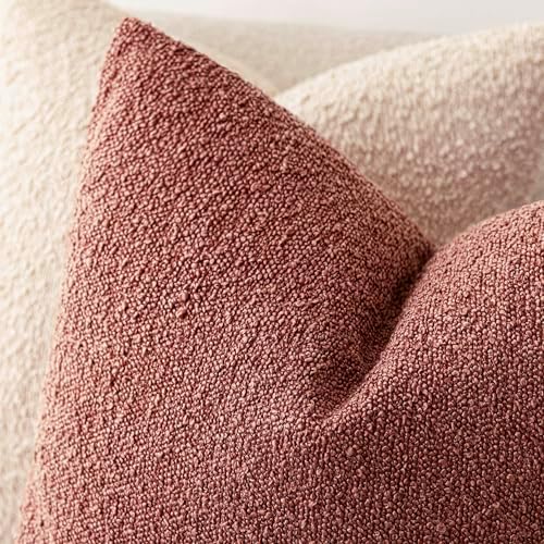 Foindtower Decorative Textured Boucle Throw Pillow Covers 22x22 Orange Red - Image 4