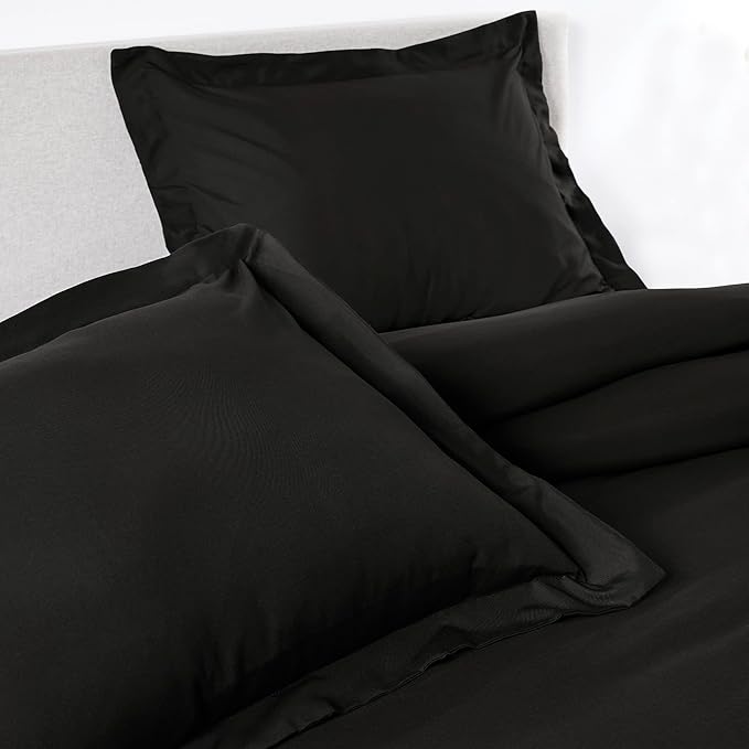 PeachSkinSheets 1500tc Level of Softness Soft Cooling Duvet Cover Set | Queen/Full Size - Midnight Black