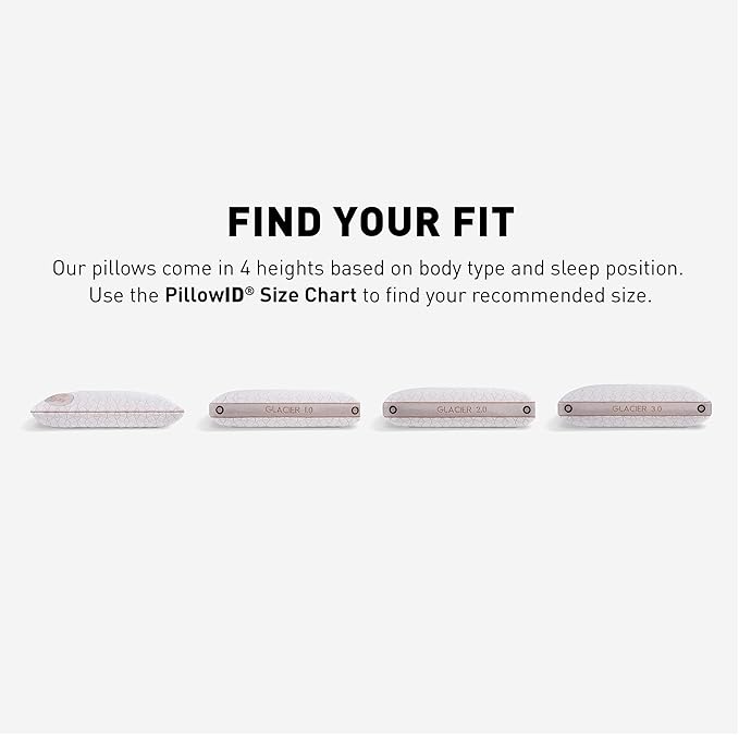 Bedgear Glacier Performance Pillow - Size 0.0 - Cooling Pillow for Hot Sleepers - Back, Stomach, Side Sleeper Pillow - 20" W x 26" L x 4.75" H