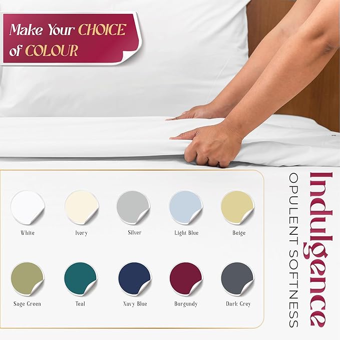 Mayfair Linen 100% Egyptian Cotton Sheets California King Size - 1200 Thread Count Cal King Size Sheets Set Egyptian Cotton, 4 PC Luxury Bedsheet (Ivory), Soft, Cooling, 17" Deep Pocket Set