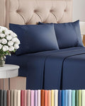 Twin 4 Piece Sheet Set - Cooling, Comfy & Breathable - Hotel Luxury Bedding, Includes Fitted Sheet for Women, Men, Kids & Teens - 1 Flat, 1 Fitted Sheet, 2 Pillowcases with Deep Pockets - Navy Blue