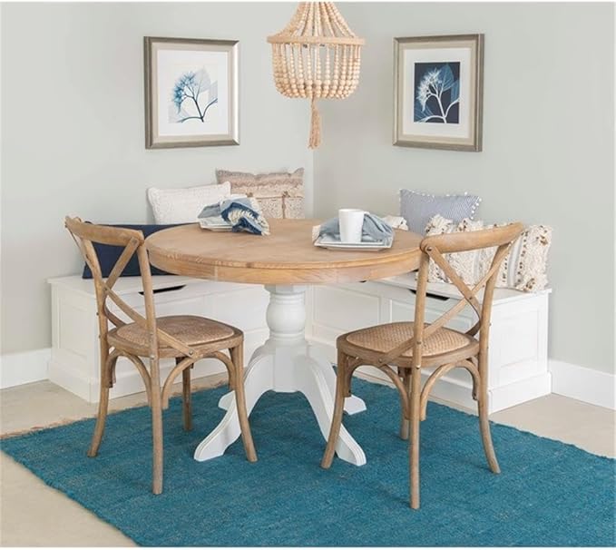 Riverbay Furniture Backless Wood Corner Kitchen Breakfast Nook Bench, with Hidden Storage, in White (Bench Only)