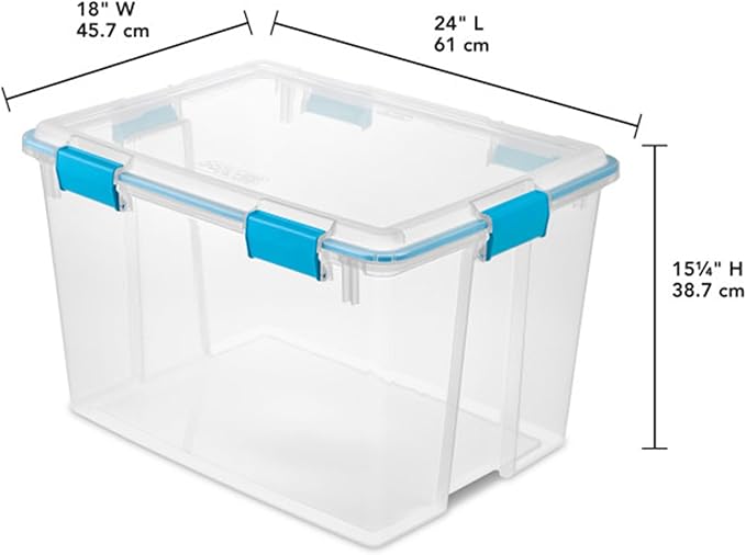 Sterilite 16-Pack Gasket Box, Weather-Resistant Storage Bins with Latching Lids, 80 Quart - Heavy-Duty Organizing Containers for Closet, Bathroom, and Office