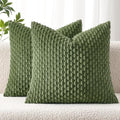 MIULEE Decorative Throw Pillow Covers 18x18 Moss Green Textured Corduroy by MIULEE