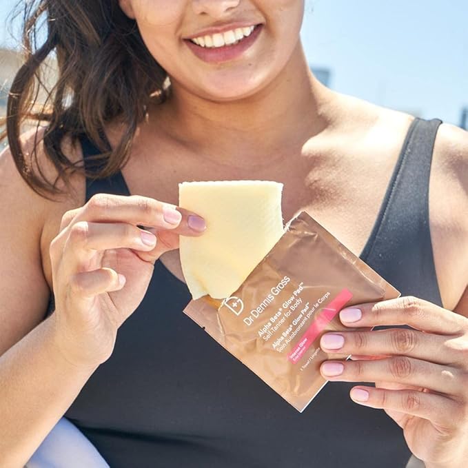Dr Dennis Gross Alpha Beta Glow Pad Self Tanner, Intense Glow for Face: for Dull Skin Lacking Radiance & Glow, (20 Towelettes)