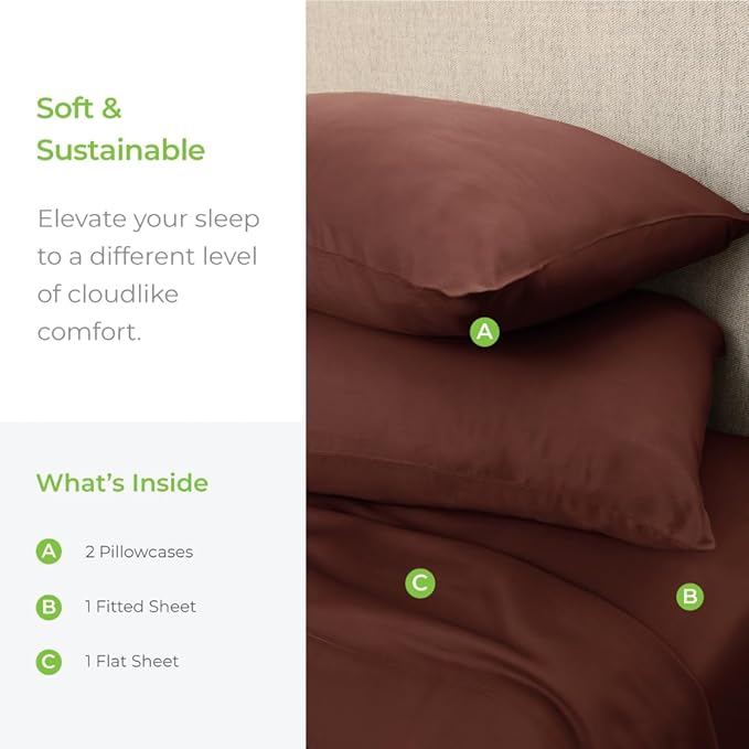 Cariloha Aloha Soft 4-Piece Sheet Set | Maroon Sunset | Queen | Made from 100% Viscose derived from Bamboo | Introductory Sheet Line