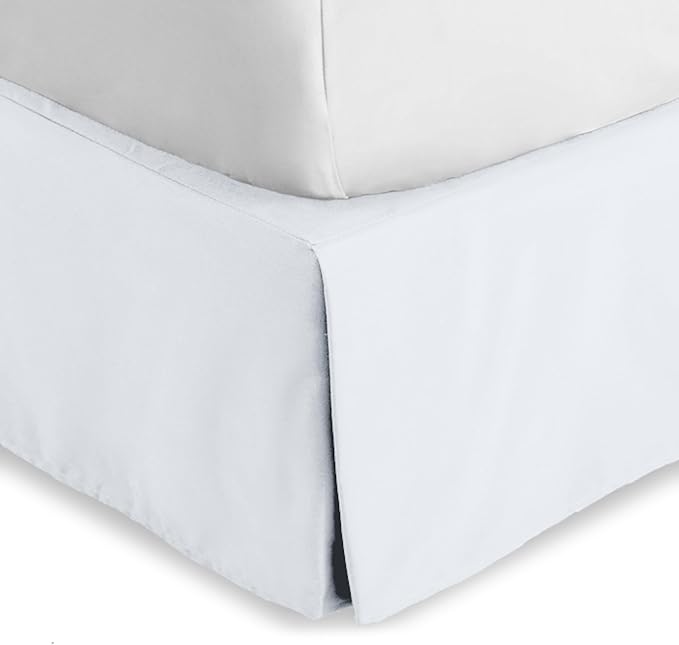 Bare Home Full XL Bed Skirt - 15-Inch Tailored Drop Easy Fit - Bed Skirt for Full Extra Long Beds - Center & Corner Pleats (Full XL, White)