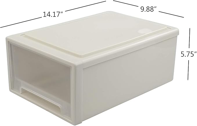4 Pack Stacking Storage Chest Drawer, 12 Quart Organizer Box Bin