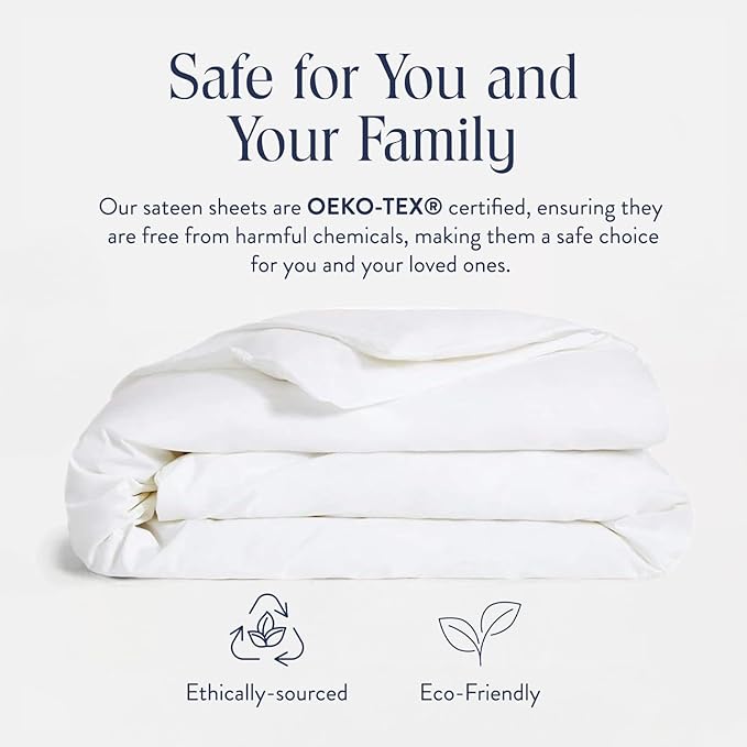 Brooklinen Luxury Sateen Duvet Cover - 100% Cotton, King/California King Size in White with Extra-Long Corner Ties and Button Closure - Best King/Cali King Duvet Covers
