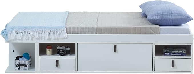 memomad Bali Storage Platform Bed with Drawers (Full Size, Off White)