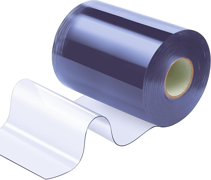 Moukeren Plastic Door Curtain for Winter 50 ft x 12 Inch Thermal Insulated Garage Door Strip Curtains Smooth Waterproof Clear PVC Strip Curtain for Warehouse Freezer Garage, 0.08" Thickness(Classic)