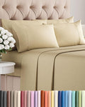 Full 6 Piece Sheet Set - Cooling, Comfy & Breathable - Hotel Luxury Bedding, Includes Fitted Sheet for Women, Men, Kids and Teens - 1 Flat, 1 Fitted Sheet, 4 Pillowcases with Deep Pockets - Beige