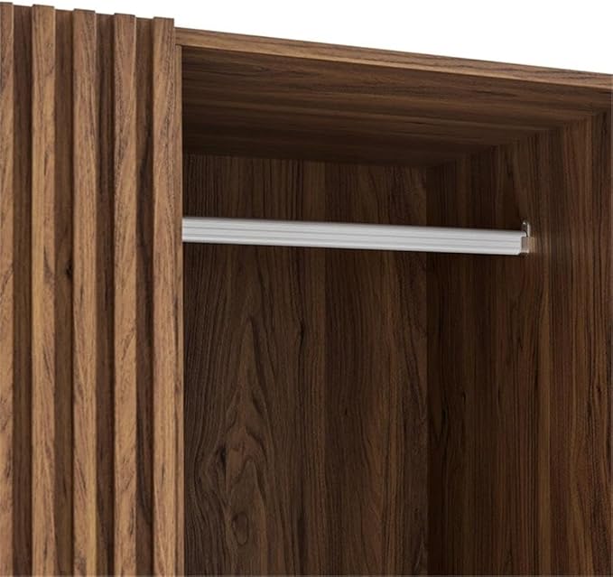 Pemberly Row Contemporary Wood Wardrobe Closet in Walnut Finish
