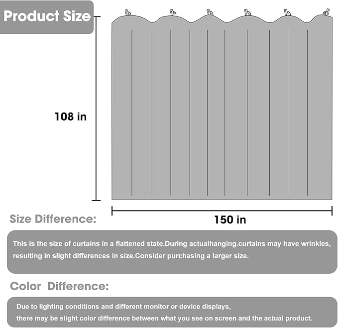 Room Divider Blackout Curtain Track Curtains Wall Dividers Panels Screen for Living Rooms Bedroom Office Privacy Partition Separation, W150 × L108 Inch,1 Panel, Black