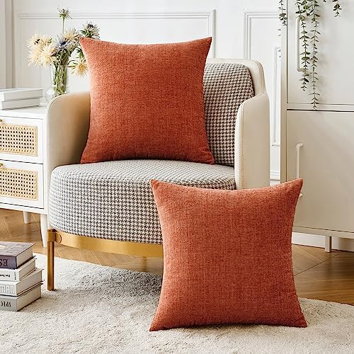 MIULEE Pack of 4 Couch Throw Pillow Covers 18x18 Inch Soft Burnt Orange - Image 5