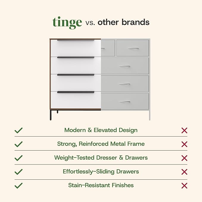Lira Premium Fabric Dresser - Solid Wooden Frame, 8 Spacious Sag-Proof Drawers with Sleek Metal Handles - Premium & Durable Storage Solution for Your Home (Dark Brown)