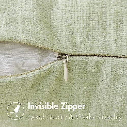 MIULEE Soft Chenille Throw Pillow Covers Light Green 18x18 Inch Pack of 2 - Image 3