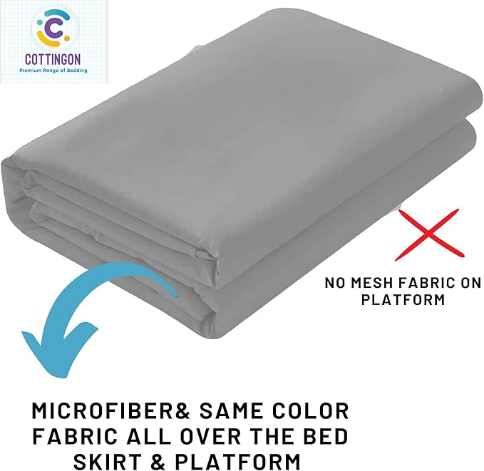 Ruffled Bed Skirt with Split Corners-Dust Ruffle - 21" Drop 100% Microfiber Soft,Sheen & Luxurious Look - Bed Skirts (Light Grey -King)