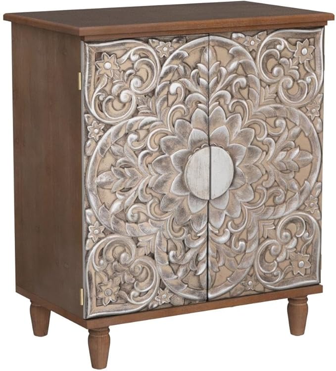 PHI VILLA Accent Cabinet with Doors - Antique Storage Cabinet for Entryway Buffet Sideboard