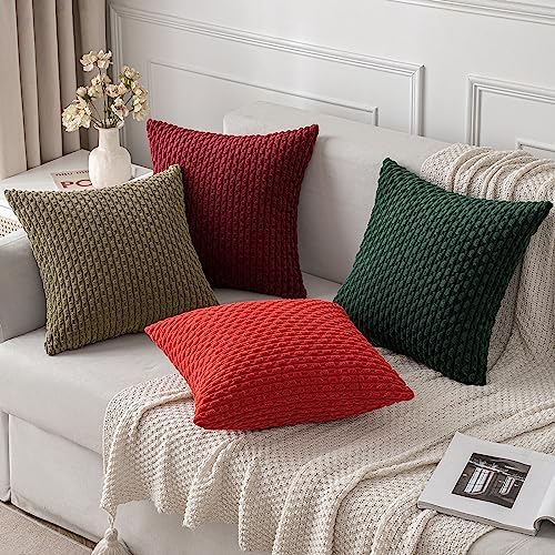 MIULEE Decorative Throw Pillow Covers 16x16 Olive Green Textured Corduroy - Image 4