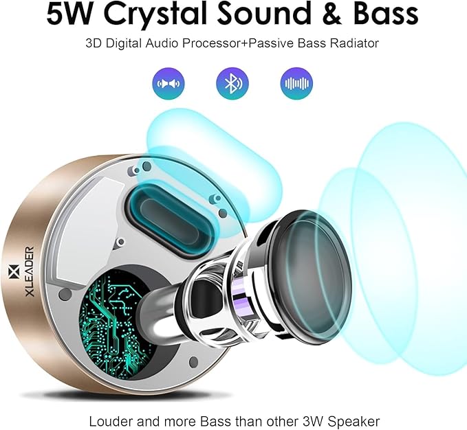 XLeader Small Bluetooth Speaker (Gift Box Packed) Portable Speakers Bluetooth Wireless with Micro SD,Mic, Aux input, Touch Design, Deep Bass, 12H Playtime, Little speaker for Phone Laptop PC Car, Gold