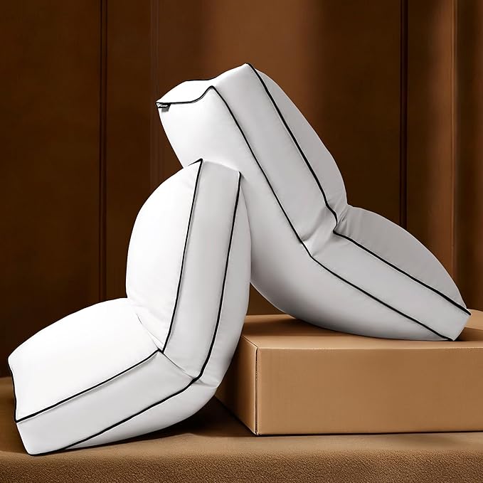 Goose Feather Down Pillow King Size Set of 2, Down Surrounded Hotel Collection Bed Pillows for Sleeping with 3 Inch Gusset, 2 Pack, Fluffy Plush for Side, Back Sleepers 20x36 in.