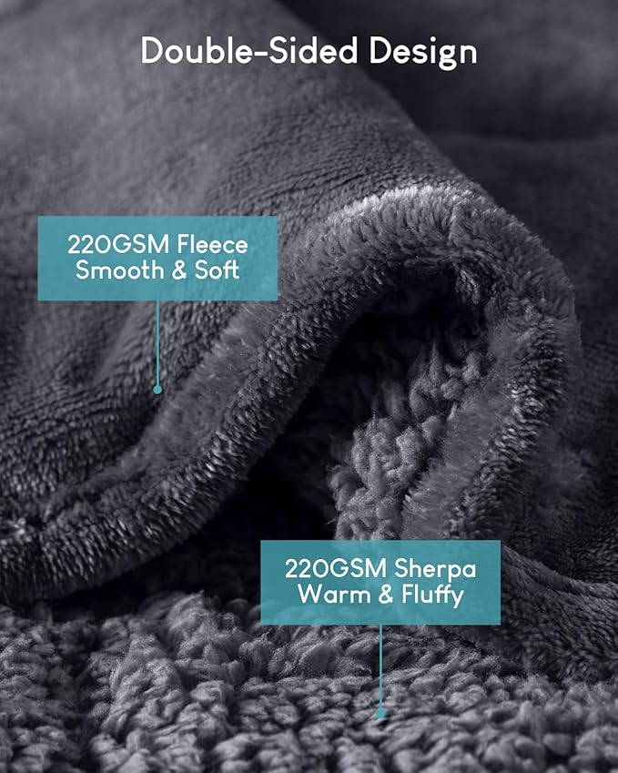 Cottonblue Sherpa Fleece Weighted Blanket 15 lbs for Adult, Soft Fuzzy Sherpa Fleece Weighted Blankets Full Size, Flannel Cozy Heavy Blankets for Sofa Bed, 48 x 72 inches, Dark Grey