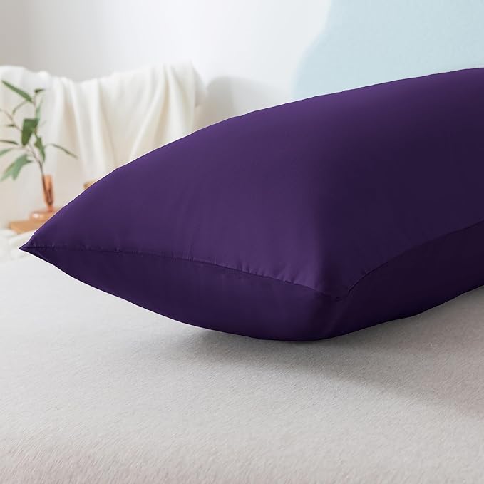 Ubauba Memory Foam Body Pillow with Cover, Full Large Body Pillows Insert for Adults with Envelope Closure Pillowcase, Firm & Fluffy Long Bed Pillows for Sleeping (20x54 inch, Purple)